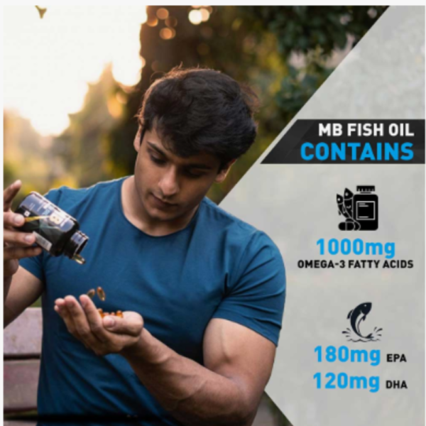 MuscleBlaze Omega 3 Fish Oil (90 Capsules) | Certified for Trust and Purity | Each serving delivers 1000mg of Omega 3, featuring 180mg of EPA and 120mg of DHA. - Image 4