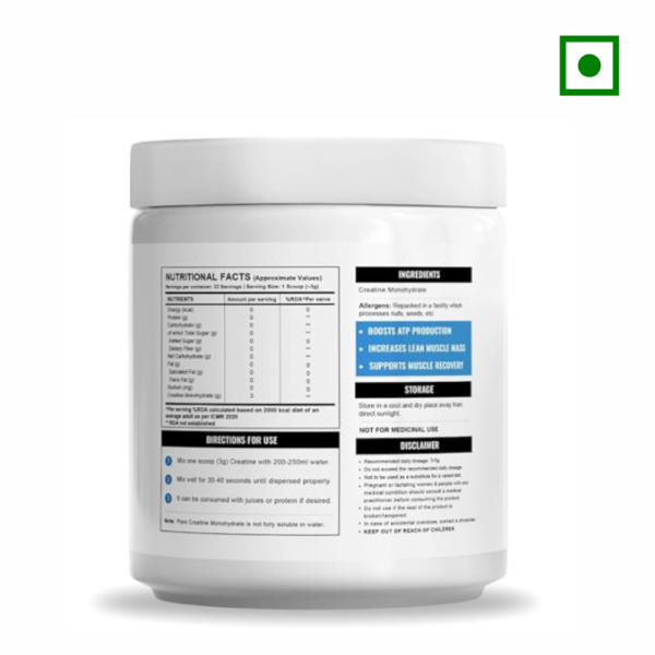 Wellcore Pure Micronised Creatine Monohydrate Powder | Unflavoured, 33 Servings | Facilitates Rapid Absorption | Promotes Increased Muscle Strength and Power. - Image 2
