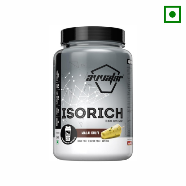 AVVATAR ISORICH WHEY PROTEIN | Malai Kulfi flavour | 1Kg pack | 29g of protein per serving | 29 servings.